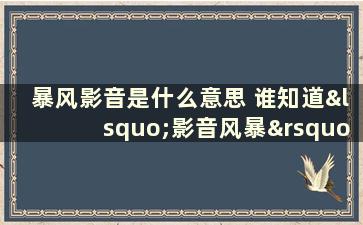 暴风影音是什么意思 谁知道‘影音风暴’是什么